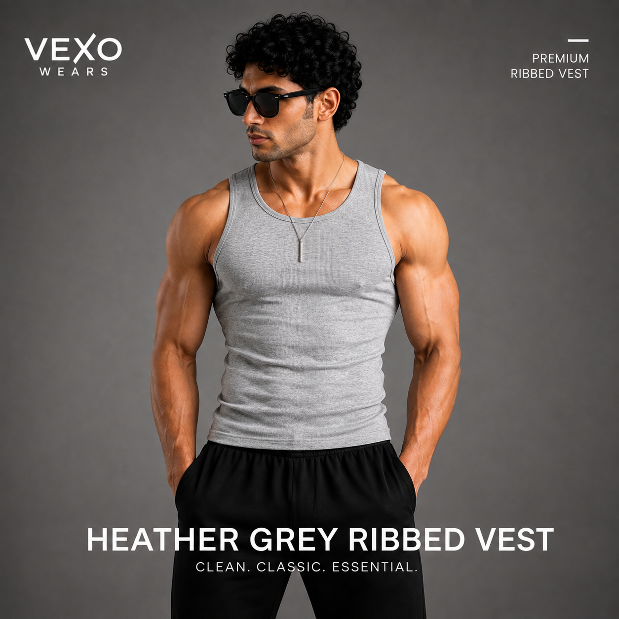 VEXO WEARS – Grey Ribbed Vest